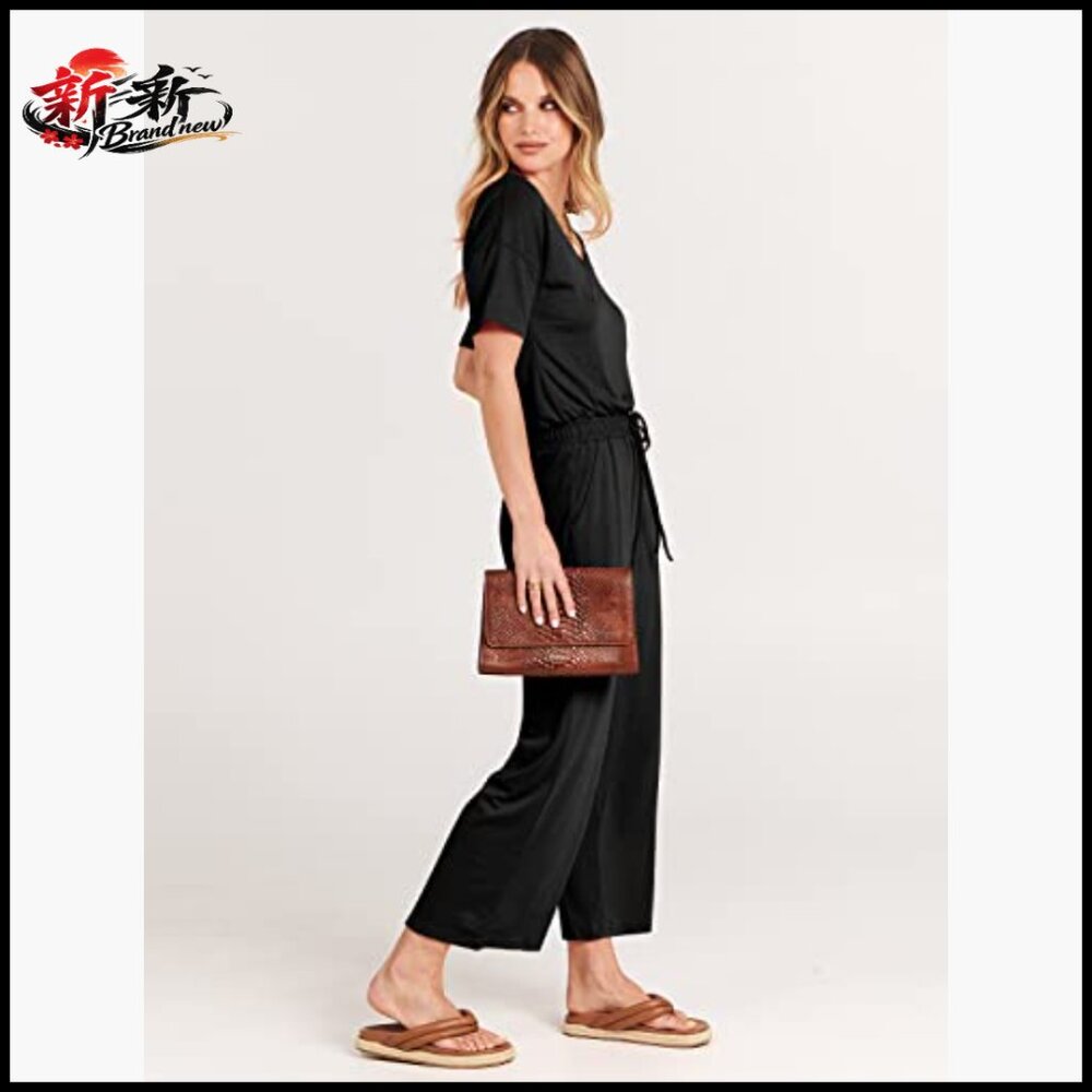 Polyester Rayon Elastane V-Neck Short Sleeve Wide… - image 4